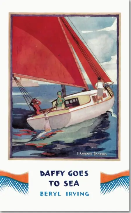 The new cover of Daffy Goes to Sea, carrying C. Cavania Sanders’ jacket painting of a yacht under sail